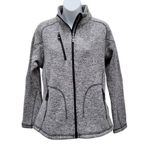 North End Sport Grey Fleece Zip Up Jacket Size: Large